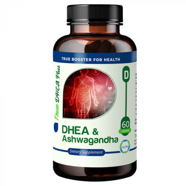 TrueMed DHEA & Ashwagandha Capsules 385 mg, Hormonal Balance & Energy Support, 60 Capsules, USA