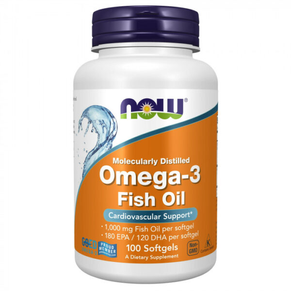 NOW Foods Omega-3 1000 mg Fish Oil, 100 Soft gels | USA Made