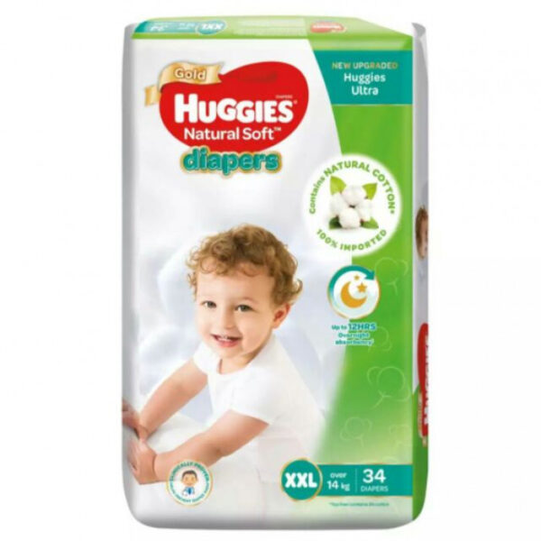 Huggies Gold Natural Soft Tape Diapers (Huggies Ultra) XXL, 34pcs