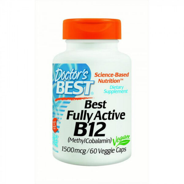 Doctor's Best Fully Active B12 (Methylcobalamin) 1500 mcg, 60 Veggie Caps | USA Import