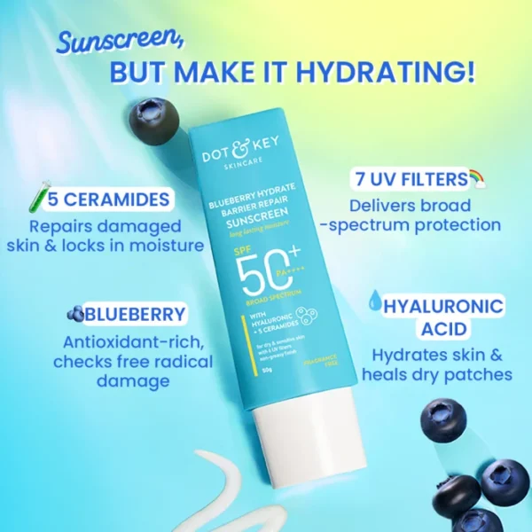 Dot & Key Hydrate Barrier Repair Sunscreen SPF 50+, Blueberry