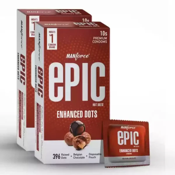 Manforce Epic Hot Dots With 396 Raised Dots Belgian Chocolate Condom 10pcs