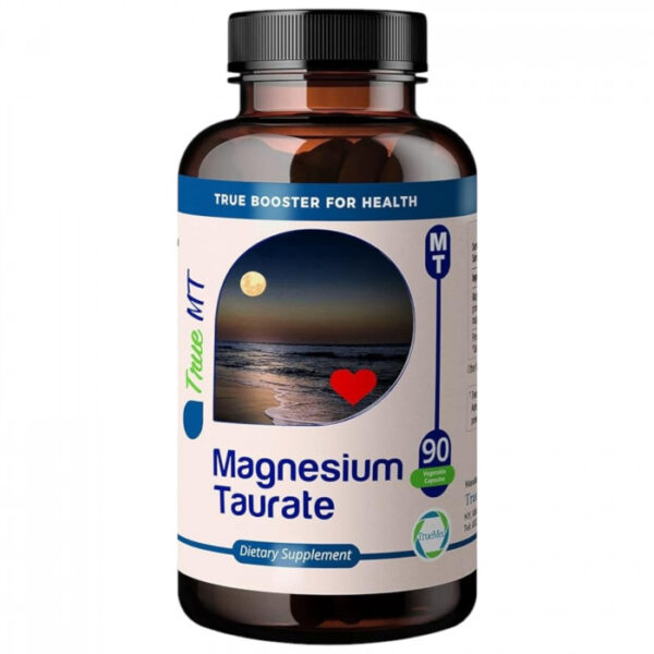 TrueMed Organic Magnesium Taurate 1500mg – High Absorption Supplement for Heart, Stress, Sleep & Nerve Support – 90 Veg Capsules – Made in USA