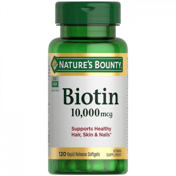 Nature's Bounty Biotin,10,000 mcg 120 Softgels | USA Made