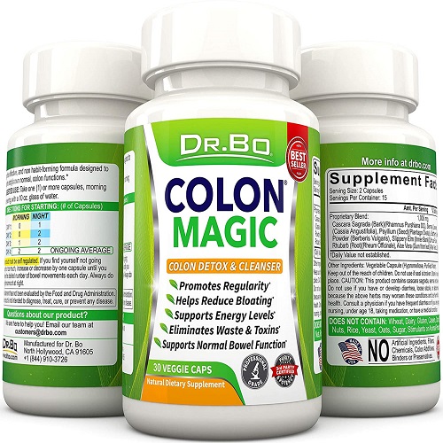 Colon Cleanse Detox Formula - Natural Bowel Cleanser for Intestinal Bloating & Fast Digestive Cleansing - Daily - Women Men Herbal Weight Loss, 30 Capsules, USA
