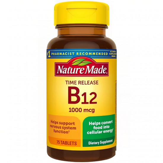 Nature Made Vitamin B12 1000 mcg Time Release, Dietary Supplement, 75 Tablets