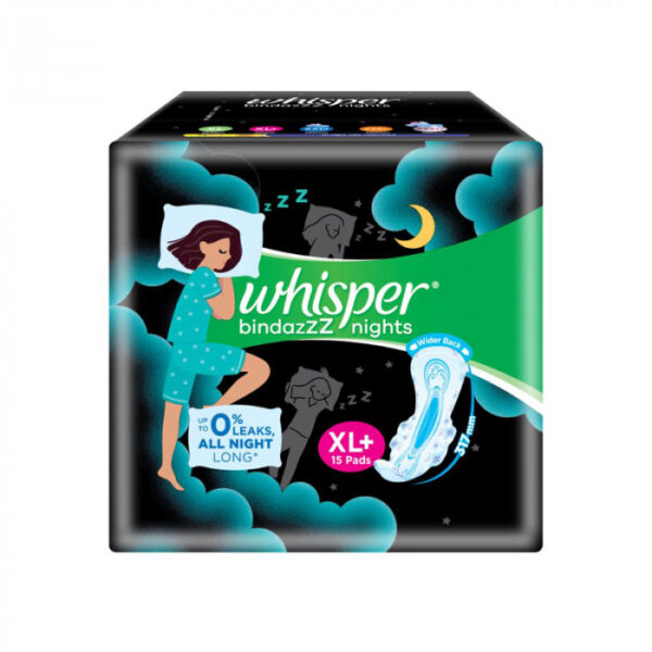 Whisper Bindazzz Nights Sanitary Napkins XL+ 15Pads