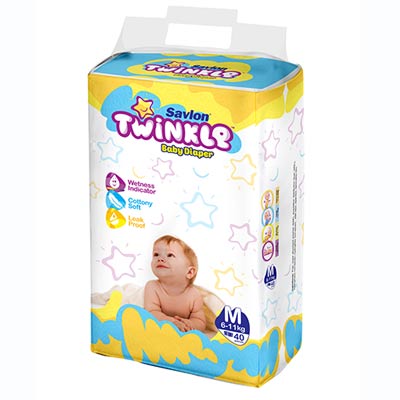 Savlon Twinkle Baby Belt Diaper M (6-11 kg) 40pcs