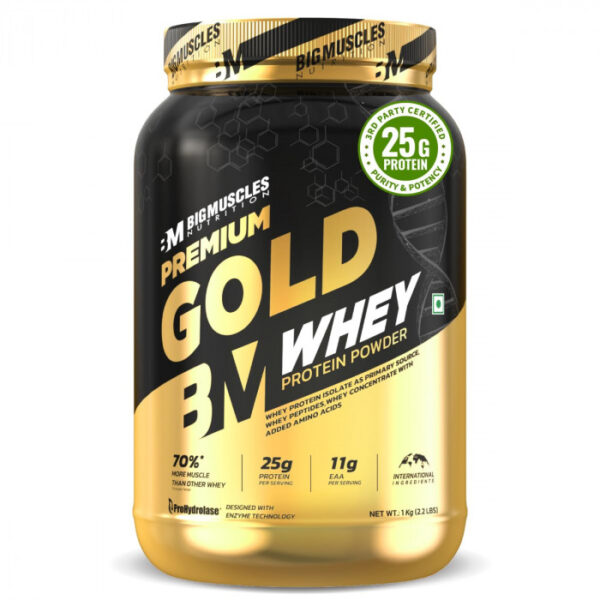 BIGMUSCLES NUTRITION Premium Gold Whey Protein Powder (1kg, Belgian Chocolate)
