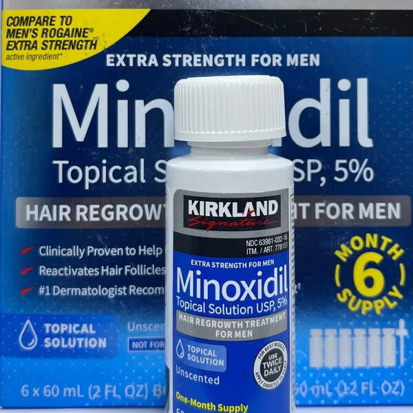 Kirkland Minoxidil 5% Solution (60ml x 6 Bottles) – 6 Month Supply for Hair Regrowth