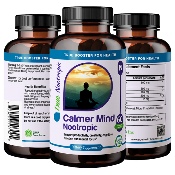 Truemed Calmer Mind Nootropic Supplement, 60 Veg Capsules, USA