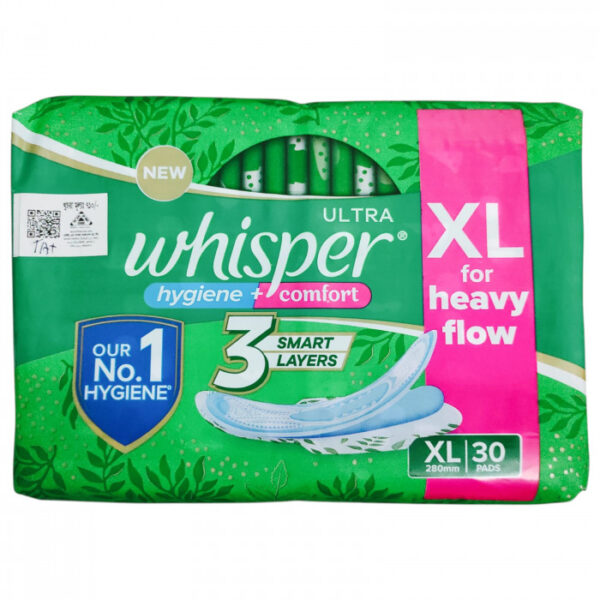Whisper Ultra hygine+comfort Pads XL Wings 30's Pack