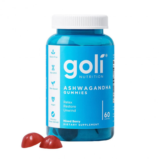 Goli Ashwagandha & Vitamin D Gummy (Mixed Berry, KSM-66, Vegan, Plant Based), 60 Count | USA