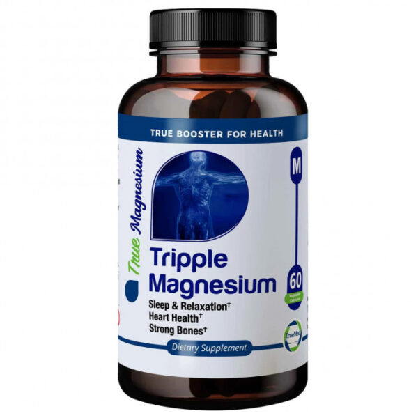 TrueMed Triple Magnesium Supplement – Energy, Mood & Bone Support, 235mg 60 Capsules, USA