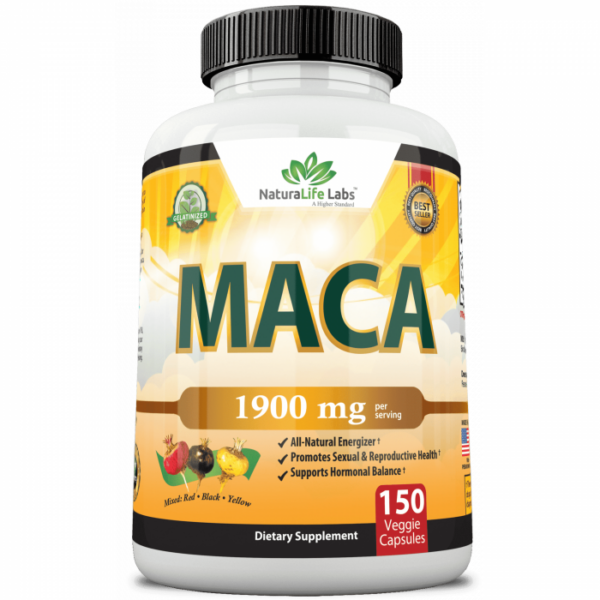 NaturaLife Labs Organic Maca 1900 mg, 150 Vegan Capsules, USA Made