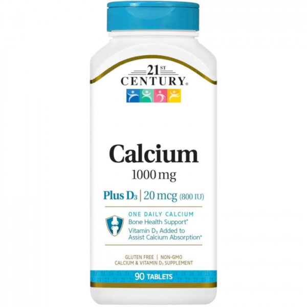 21st Century Calcium 1000 mg +D3, 90 Tablets | USA