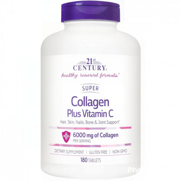 21st Century Super Collagen Plus Vitamin C 6000mg, 180 Tablets | USA