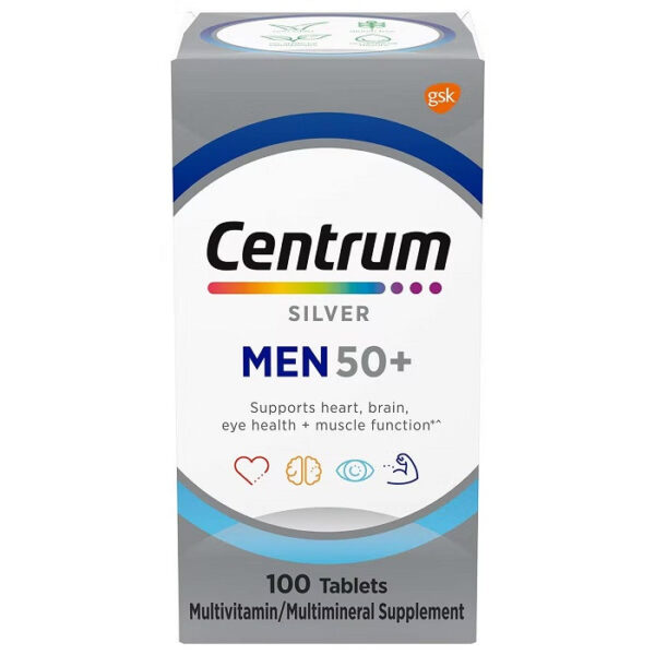 Centrum Silver Men 50+ Multivitamin (Improve Heart, Eye, Brain health & Muscle function) 100 Tablets - USA100 Pcs