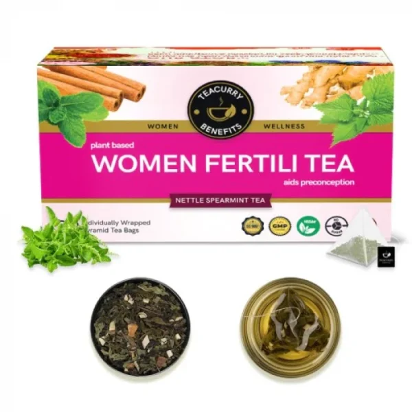 Teacurry Women Fertility Tea - 1 Month, 30 Teabags - Helps to Boost Natural Fertility, Improve Hormonal Imbalance, Preconception Support - Women Fertili Tea, India