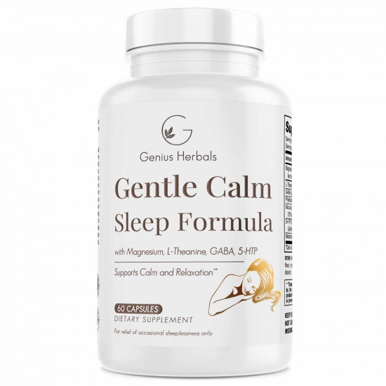 Genius Herbals Gentle Calm Sleep Formula (Sleep Aid), 60 Capsules | USA