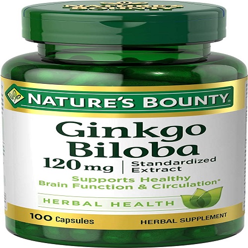 Nature's Bounty Ginkgo Biloba, Supports Brain Function and Mental Alertness, 120mg, 100 Capsules, USA