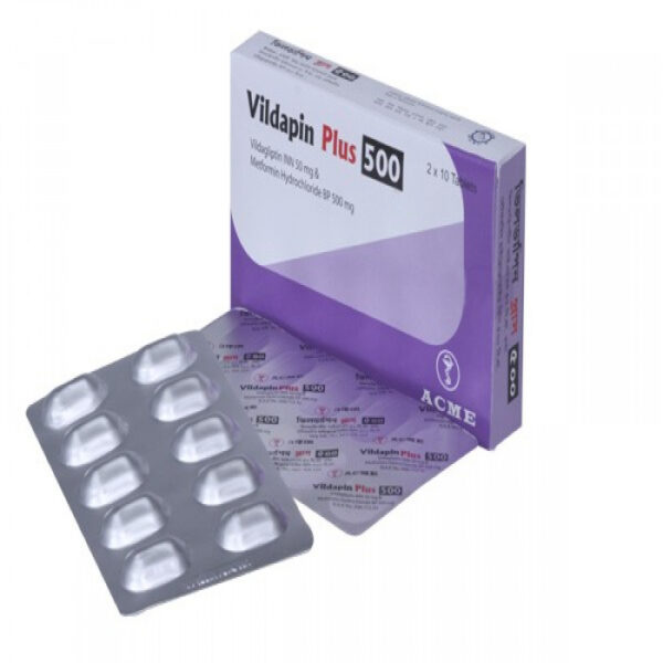 Vildapin Plus 50mg+500mg Tablet, 1 Strip