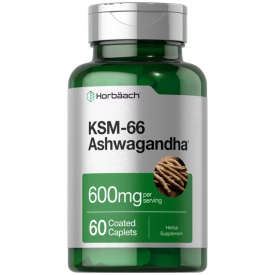 Horbaach KSM-66 Ashwagandha with L-Theanine 60 Coated Caplets