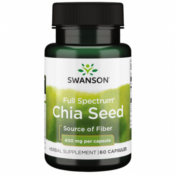 Swanson Full Spectrum Chia Seed 400mg, High in Omega-3 Fatty Acids & Quality Protein, Reduce Blood Sugar Levels, Help to Lose Weight, Healthy Heart, 60 Capsules, USA