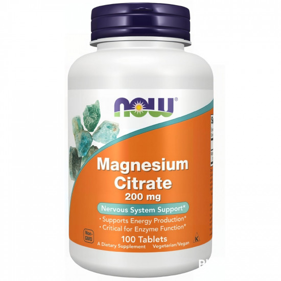 NOW Foods Magnesium Citrate 200 mg, 100 Tablets | USA