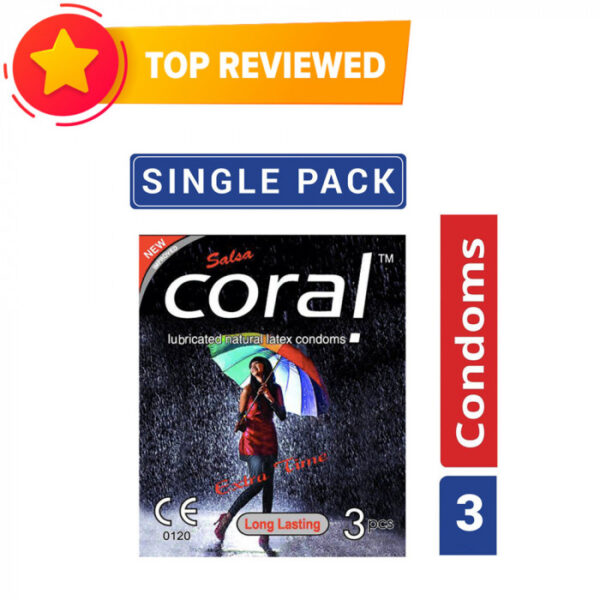 Coral Condom Long Lasting Lubricated Natural Latex 1 Packet