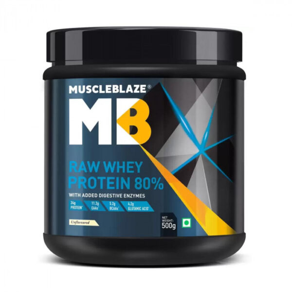 MuscleBlaze Beginner's Whey Protein, No Added Sugar, Faster Muscle Recovery & Improved Strength (Unflavored, 500gram), India