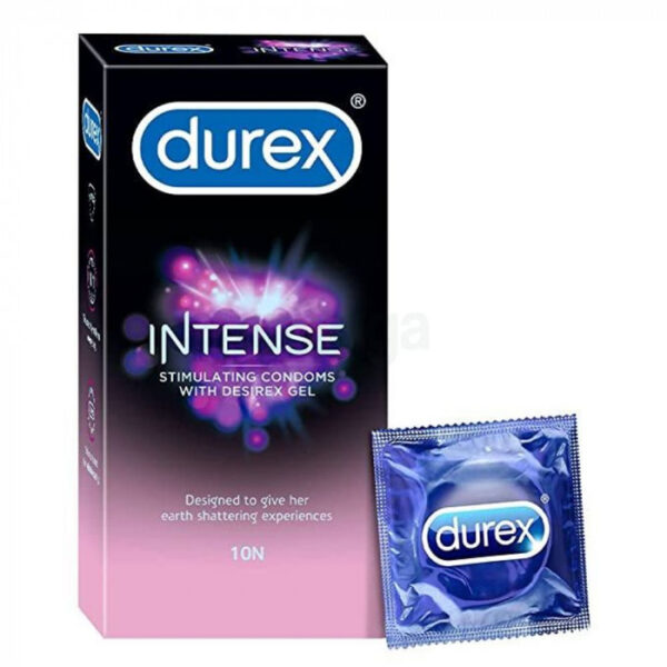 Durex Intense Stimulating Condom with Desirex Gel, 10's Condom