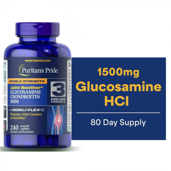Puritan's Pride Double Strength Glucosamine, Chondroitin & MSM Joint Soother, 240 Caplets