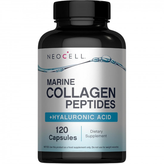NeoCell Marine Collagen With Collagen Type 1 and 3 and Hyaluronic Acid, With Hydrolyzed Collagen, Skin Health Supplement,120 Capsules, USA