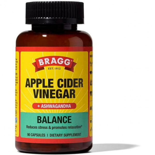 Bragg Apple Cider Vinegar Capsules Ashwagandha, 90 Capsules | USA Import