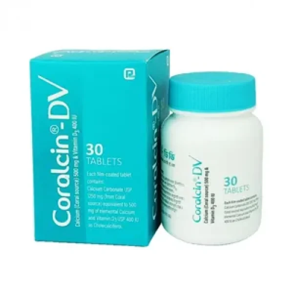 Coralcin DV 500mg+400IU Tablet (Pot)