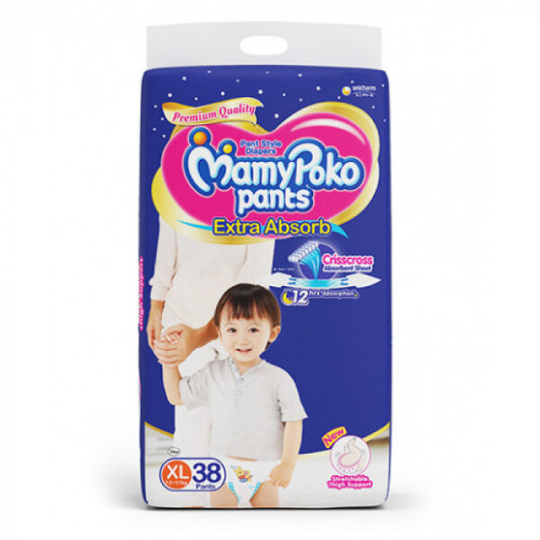 Mamypoko Pants Extra Absorb Baby Diaper (12-17Kg) XL Size, 38pcs, India