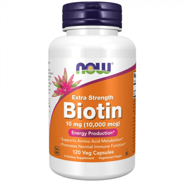NOW Foods Biotin Extra Strength 10mg (10000 mcg), 120 Veg Capsule | USA Made