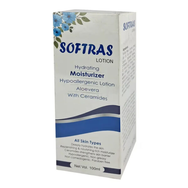 Softras Hypoallergenic Hydrating Moisturizer Lotion with Aloe Vera & Ceramides 100ml