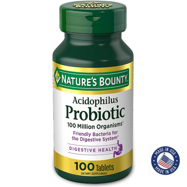 Nature's Bounty Acidophilus Probiotic Supplement, 100 Tablets | USA Made