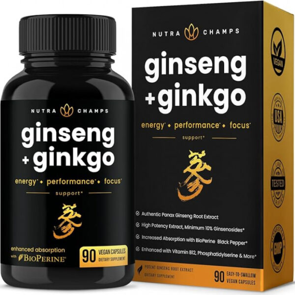 Nutra Champs Korean Panax Ginseng & Ginkgo Biloba 90 Capsules