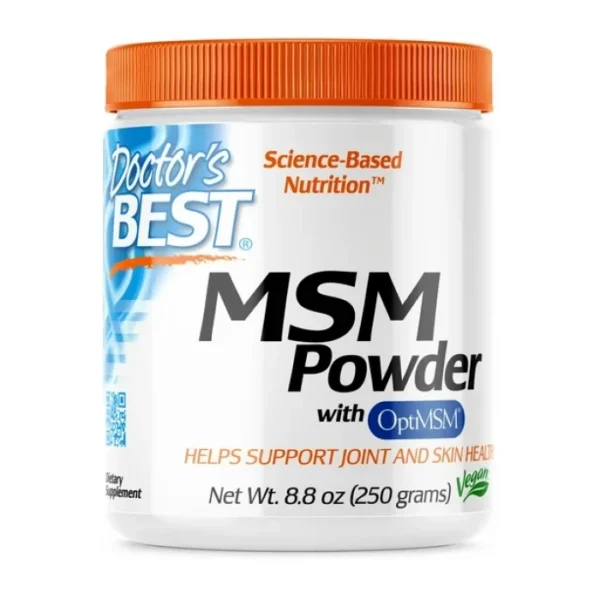 Doctor's Best MSM Powder with OptiMSM, Healthy Connective Tissues and Joint Support, Reduces Joint Pain, Non-GMO, Vegan, Gluten Free, Soy Free, 250 Grams, USA