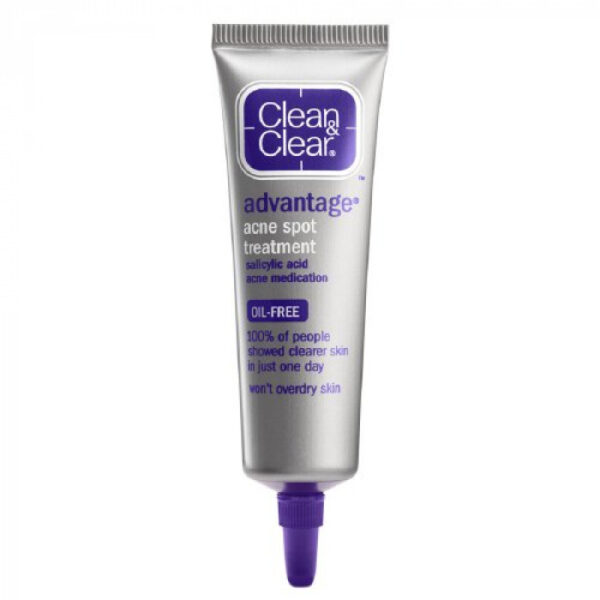 Clean & Clear Advantage Acne Spot Treatment, Oil Free Acne Treatment with Salicylic Acid, Witch Hazel, and BHA, Gel Pimple Cream for Adults and Teens, Witch Hazel & Salicylic Acid Medication,