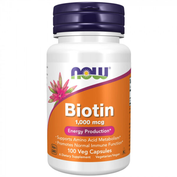 NOW Foods Biotin 1000 mcg, 100 Veg Capsule | USA Made