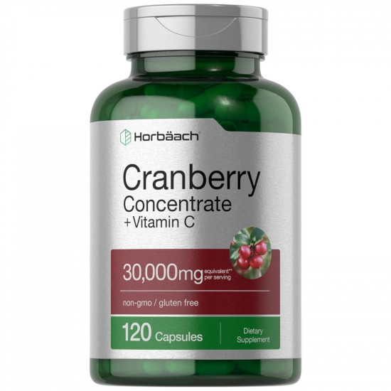Horbaach Cranberry and Vitamin C 30,000mg, 120 Capsules | USA Made