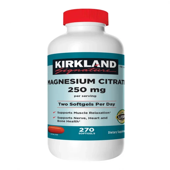 Kirkland Signature Magnesium Citrate 250mg, 270 Softgels | USA