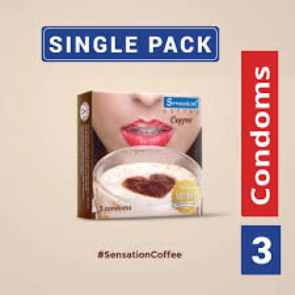 Sensation Dotted Condom, 3pcs-Coffee Flavor