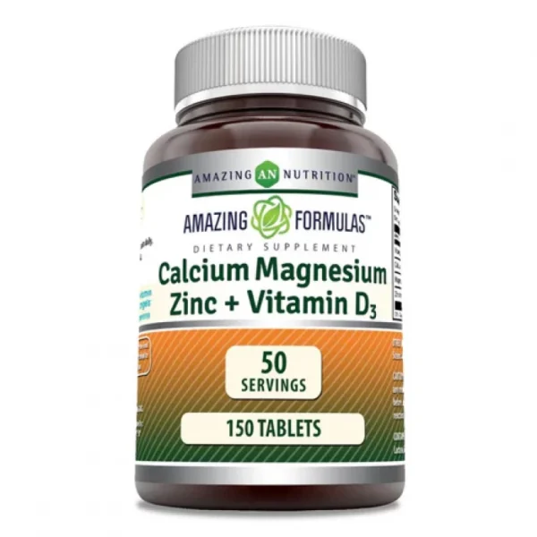 Amazing Formulas Calcium Magnesium Zinc + Vitamin D3, 150 Tablets | USA Made