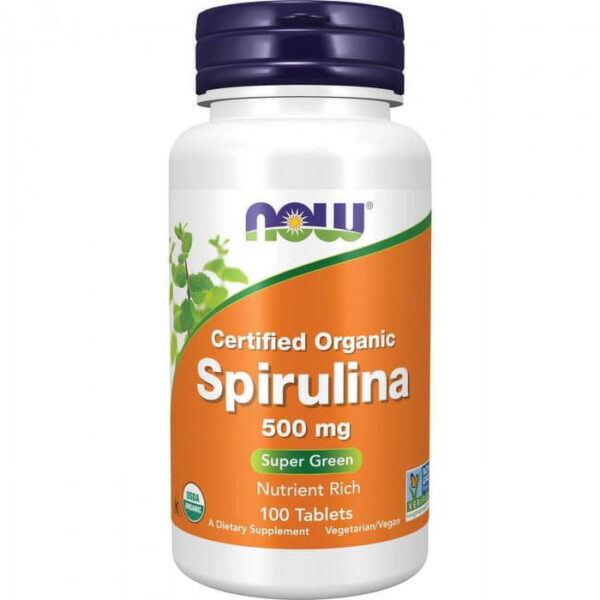 Now Foods Organic Spirulina 500 mg, 100 Tablets | USA Import