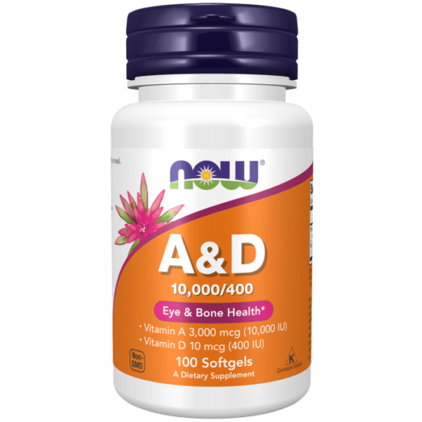 Now Foods Vitamin A & D 10,000/400 IU, 100 Softgels | USA